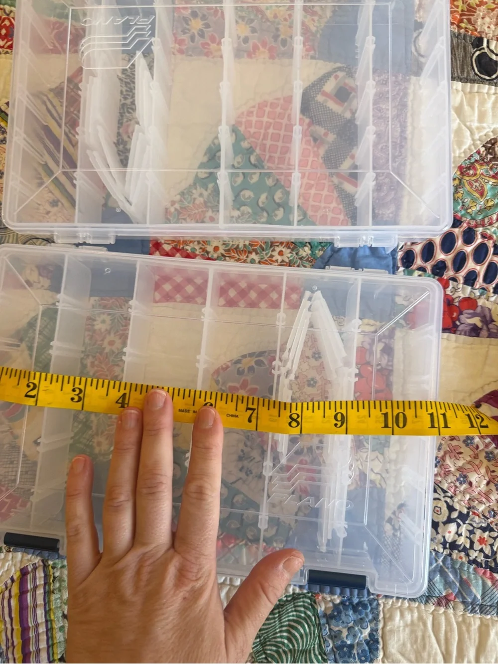 Clear Plastic Storage Organizer Box with Navy Latches - 2 Pack